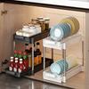 Kitchen Pull Out Dish Drying Rack No Punch Sliding Bowls Dishes Drainer Storage Rack Sink Cabinet Organizer Tableware Holder
