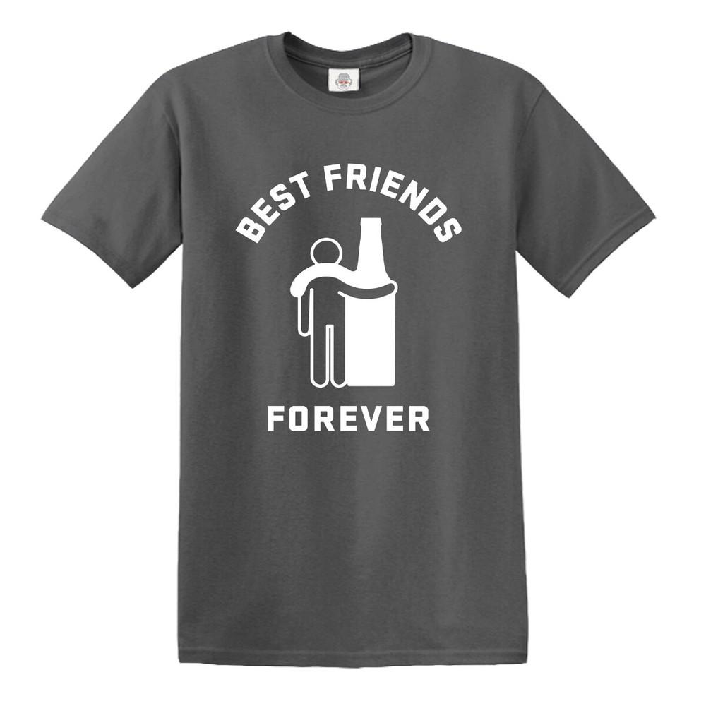 Funny best friends forever drunk drink beer tshirt alcohol bbq party joke top 2XL