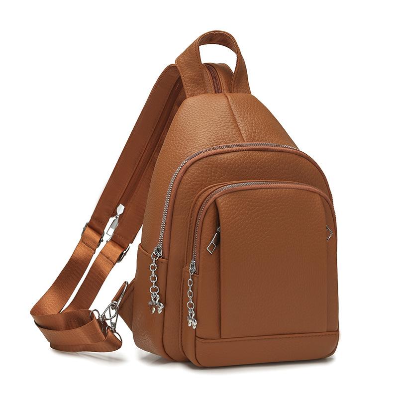 Женская многофункциональная сумка-рюкзак из ПУ, нагрудная сумка, сумка-мессенджер через плечо коричневый