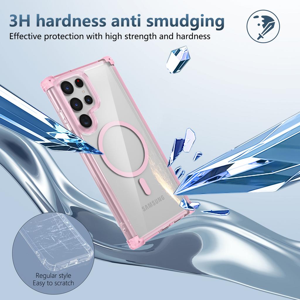 For Samsung Galaxy S22 Ultra 5G Magnetic Case TPU+PC Clear Phone Cover