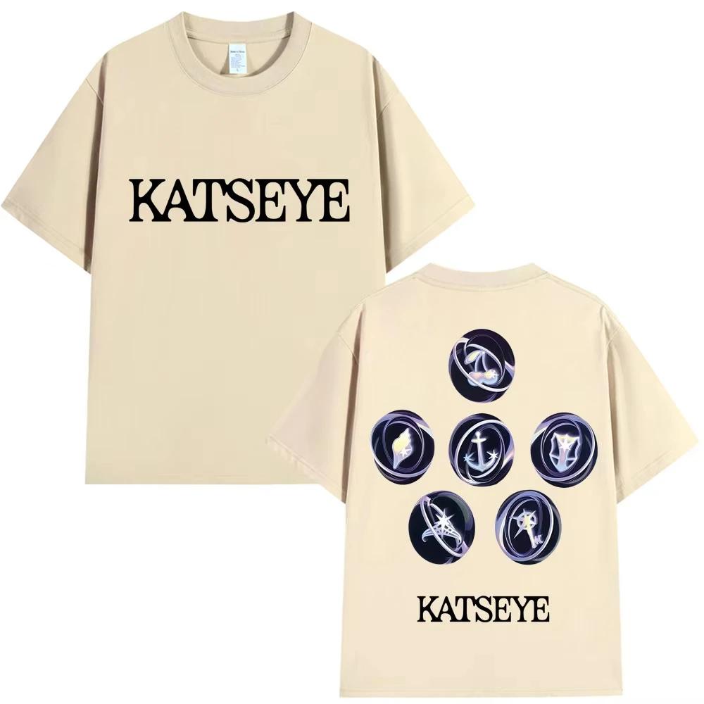 Kpop Katseye Logo Graphic T Shirt Fashion Pop Music Mens Women Korean Style Tshirts Oversized Cotton Casual Tshirt Streetwear