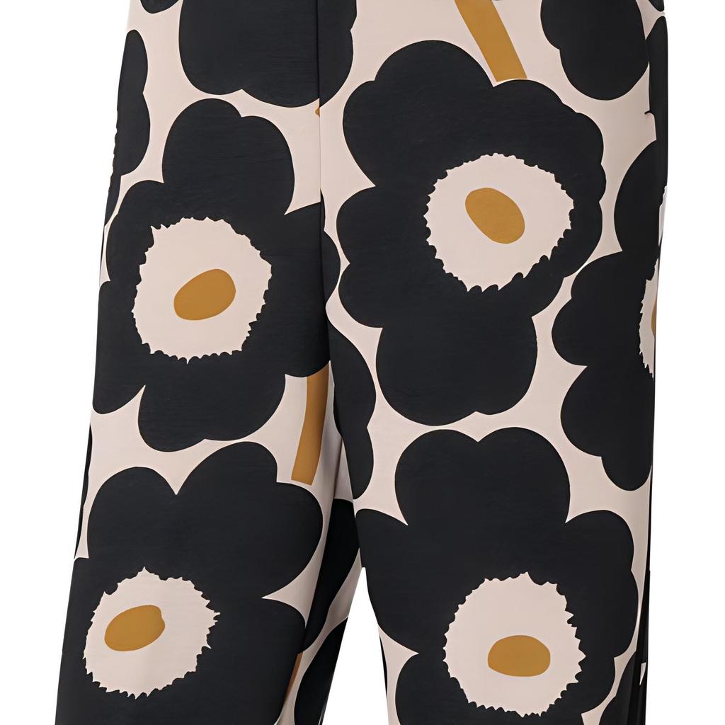 (WMNS) adidas MARIMEKKO Floral Print Straight-Leg Casual Pants Asia Sizing 'Black Beige' Women's H57322