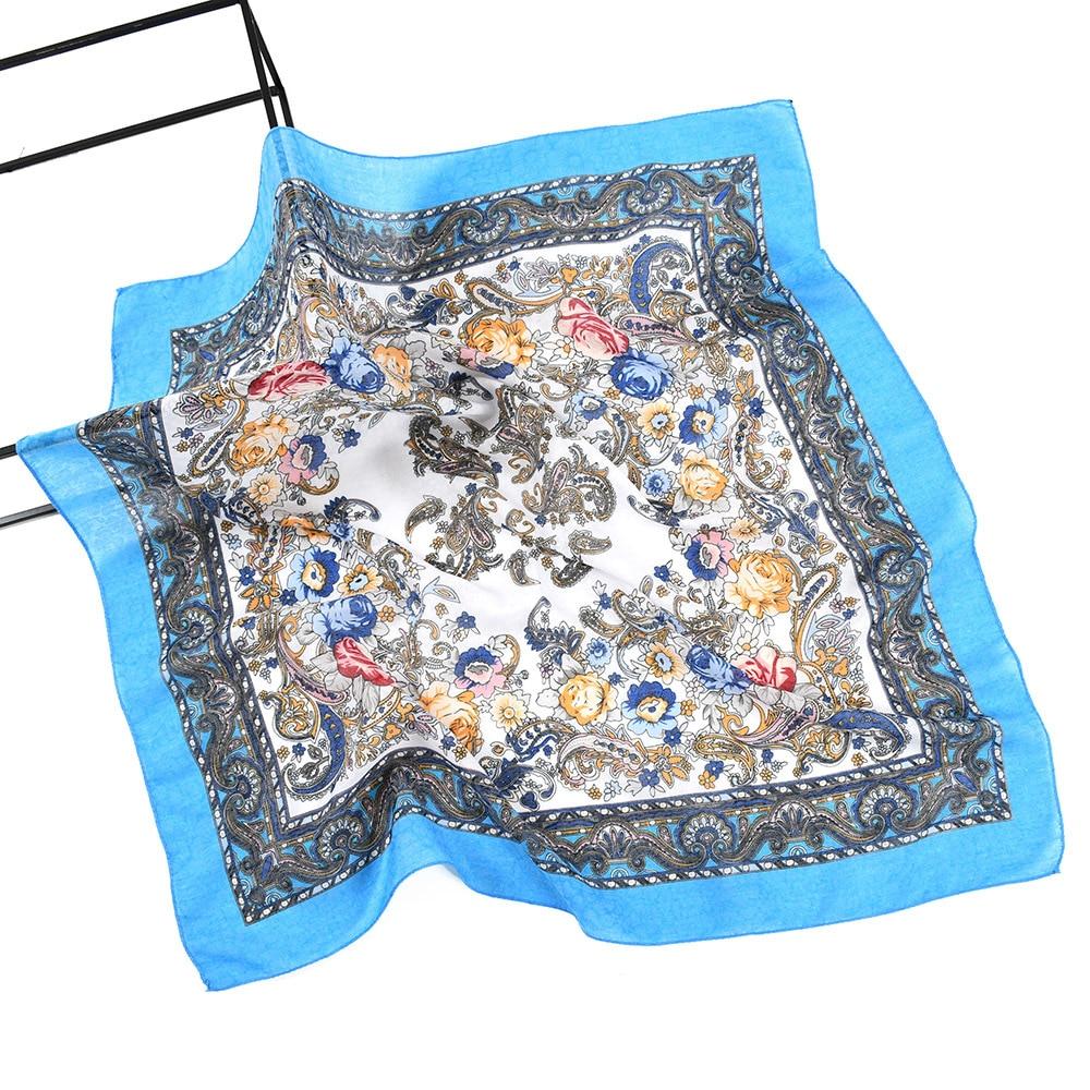 70*70cm Women Russian Floral Print Square Bandana Handkerchief Headband Scarves