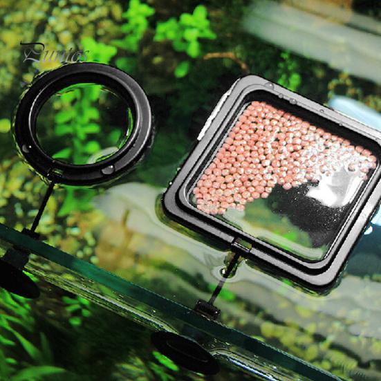 Fixierter Futterfisch-Ringfutterspender Bereich Futtertablett Aufhängung Kunststoff Aquarium Station Schwimmend mit Saugnapf für Guppy Betta Goldfisch Reinigung