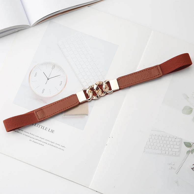 Elastisk Elastisk Enkelt Tynt Belte Damekjole Genser Blazer Midjeforsegling Svart