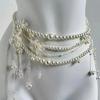 1PC Y2K Designer Belt Jewelry Multilayer Pearl Waist Chain for Women's Fashion Retro Character Playing Body Accessories Party Belts