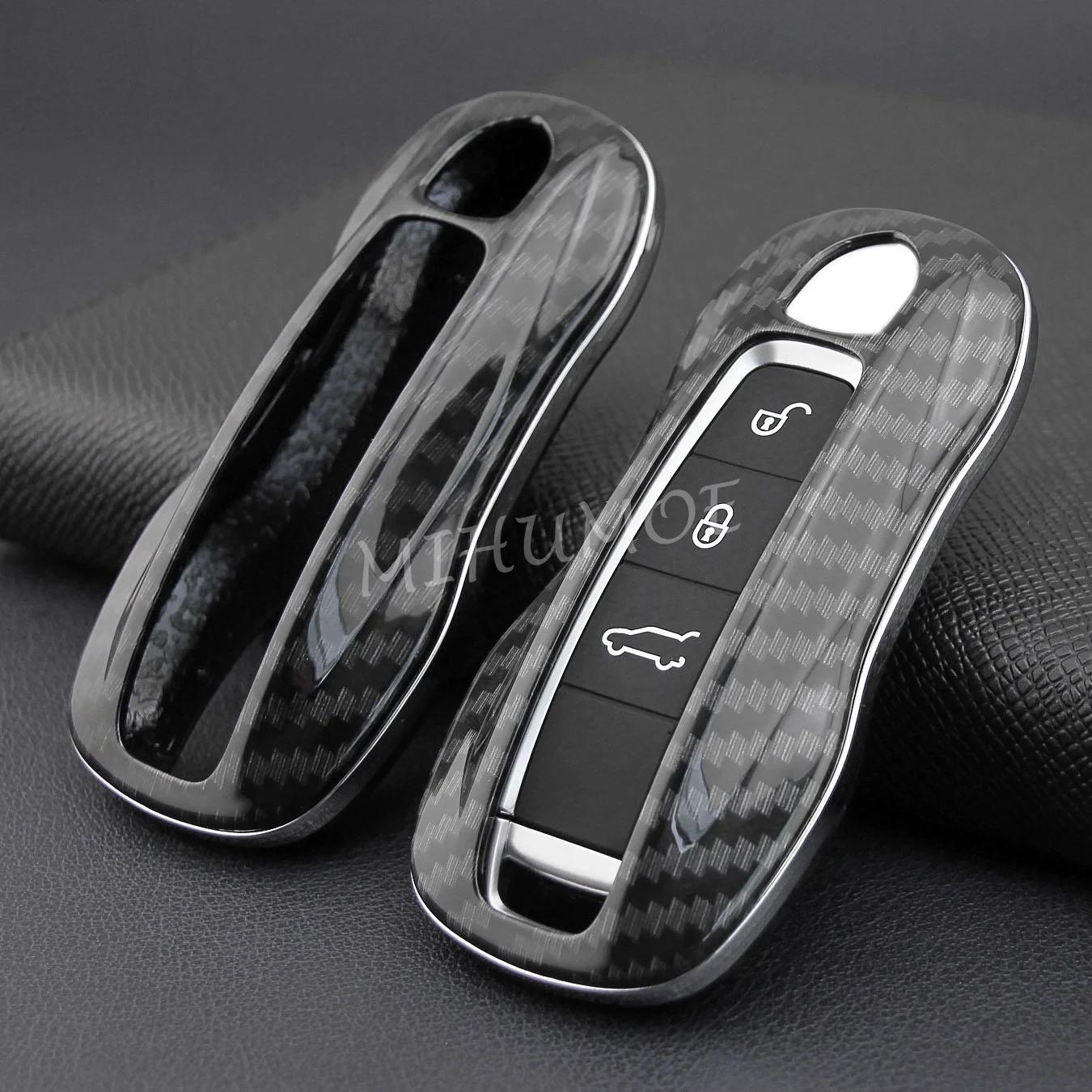 

For 2019-2025 Porsche Panamera Taycan Cayenne Coupe 911 Car Remote Key Fob Case Cover Shell Keychain Accessories Carbon Fiber