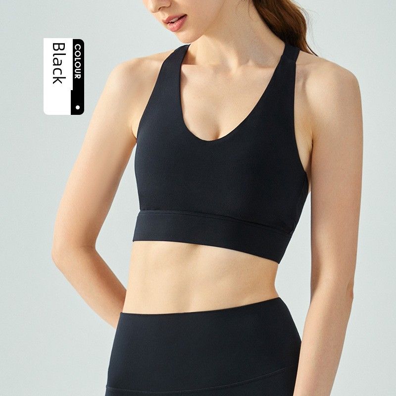 Fixed Cup with Chest Pad Summer Yoga Vest Exercise Strap Backless Bra Running Exercise Underwear Cycling Tops