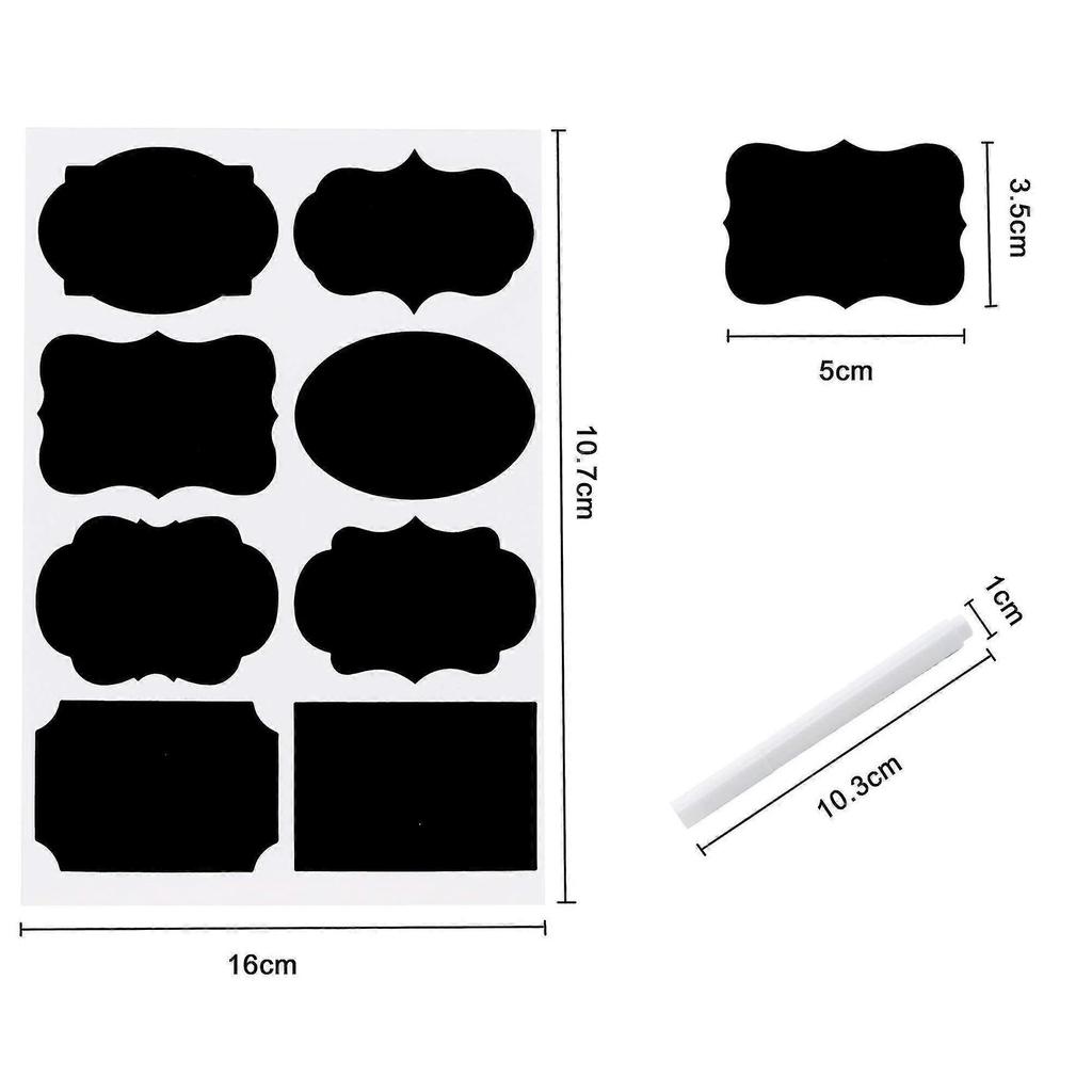 Jar Label Stickers, 64pcs - Blackboard Labels With Chalk Pen - CHUNC