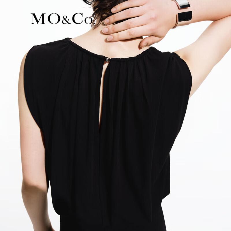 MO&Co. 2024 Summer Pleated High Waist Black Long Dress