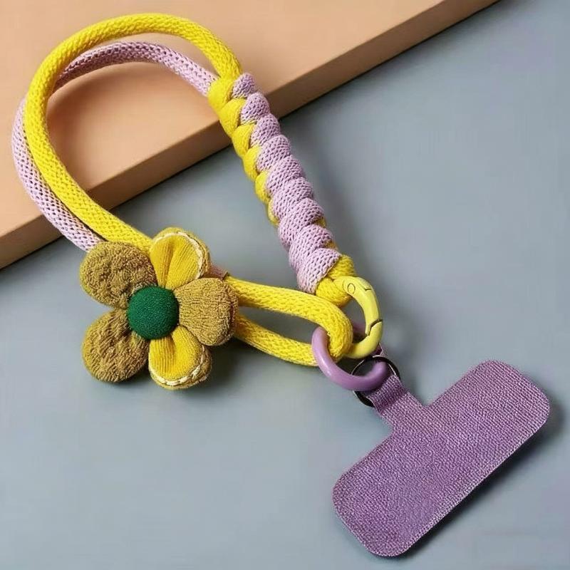 Colorful Anti-Lost Phone Wristband Lanyard For Women And Girls Multi-Functional Braided Rope Keychain Holder