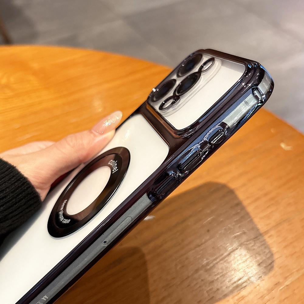 For Magsafe Wireless Charging Plating Transparent Phone Case For 17 16 15 14 13 12 11 Pro Max Plus 16E 17E Magnetic Cover