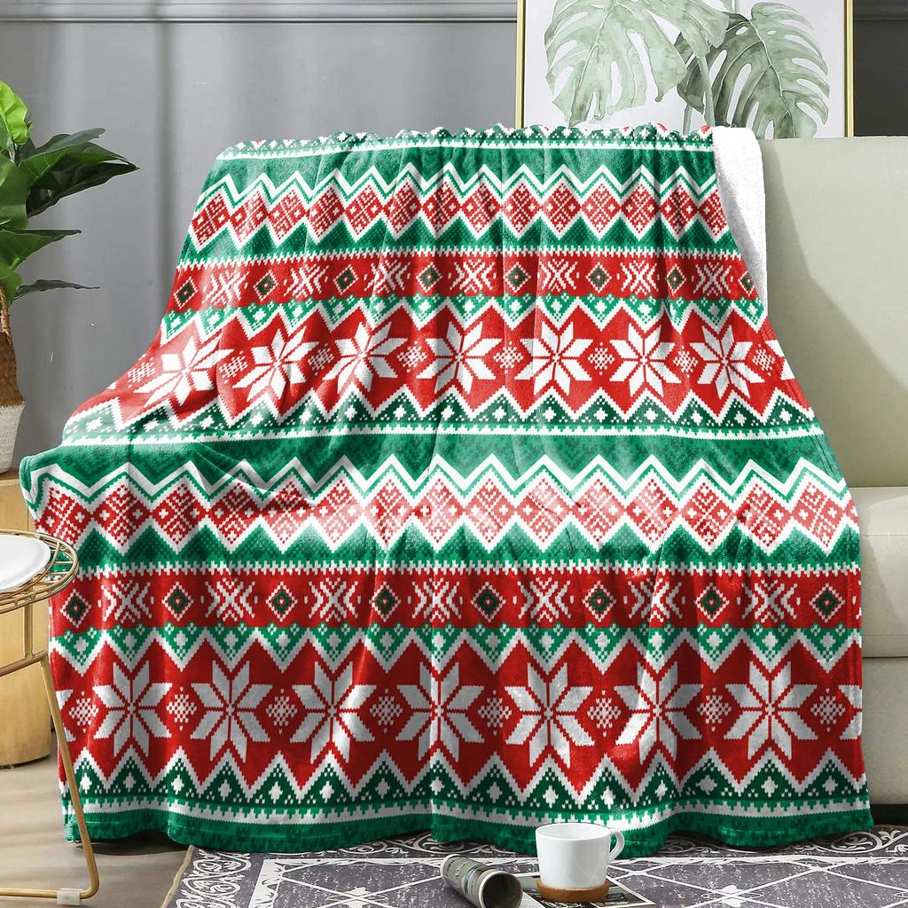 Cozy Christmas Plaid Throw Blanket Soft Flannel Bedspread for Winter Decorative Sofa Cover Perfect Holiday Home Bedding Gift