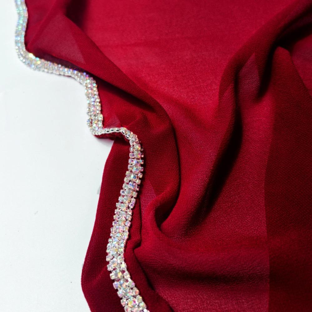 Glänzender Diamant Seite Malaiischer Hijab Einfarbig Damen Schal Neues Design Kopftuch für Frauen Mädchen