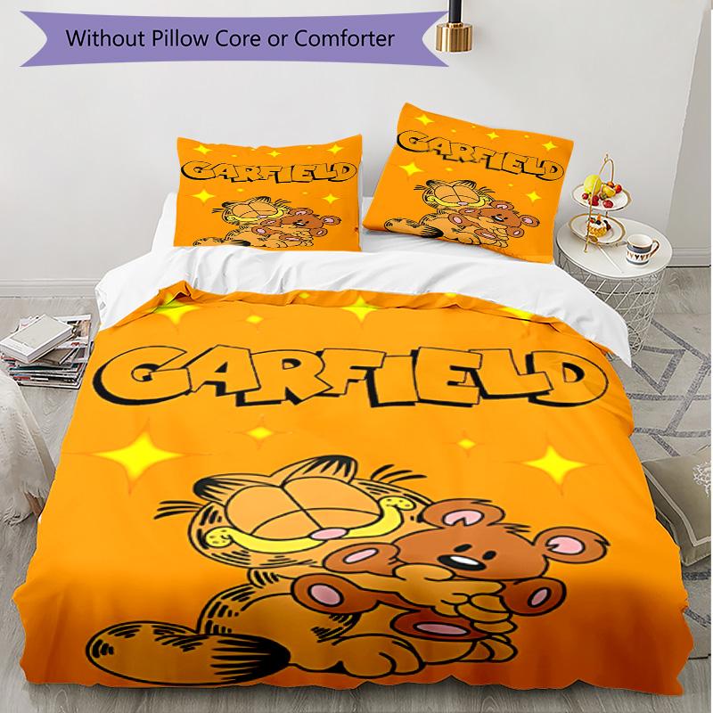 3pcs Duvet Cover Set (1*Duvet Cover + 2*Pillowcase, Without Core), Garfield Print Soft All‑Season Bedding Set, Home Bedroom Decor Gift