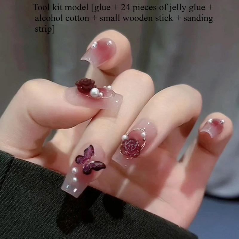 1SET Nail Art Tablet French Premium Sense False Nail Patch Removable Cat's Eye ins Wind Wear Nail