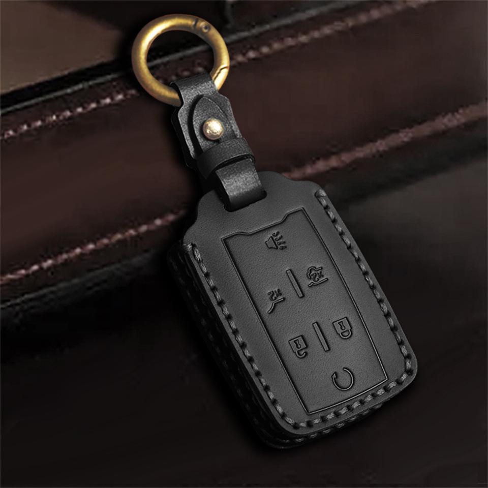 Genuine Leather Car Key Case & Creative Keychain for GMC Pickup