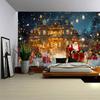 Christmas Santa Claus Sleigh Tapestry Winter Snow House Wall Hanging Xmas Tree Backdrop Bedroom Holiday Party Decor