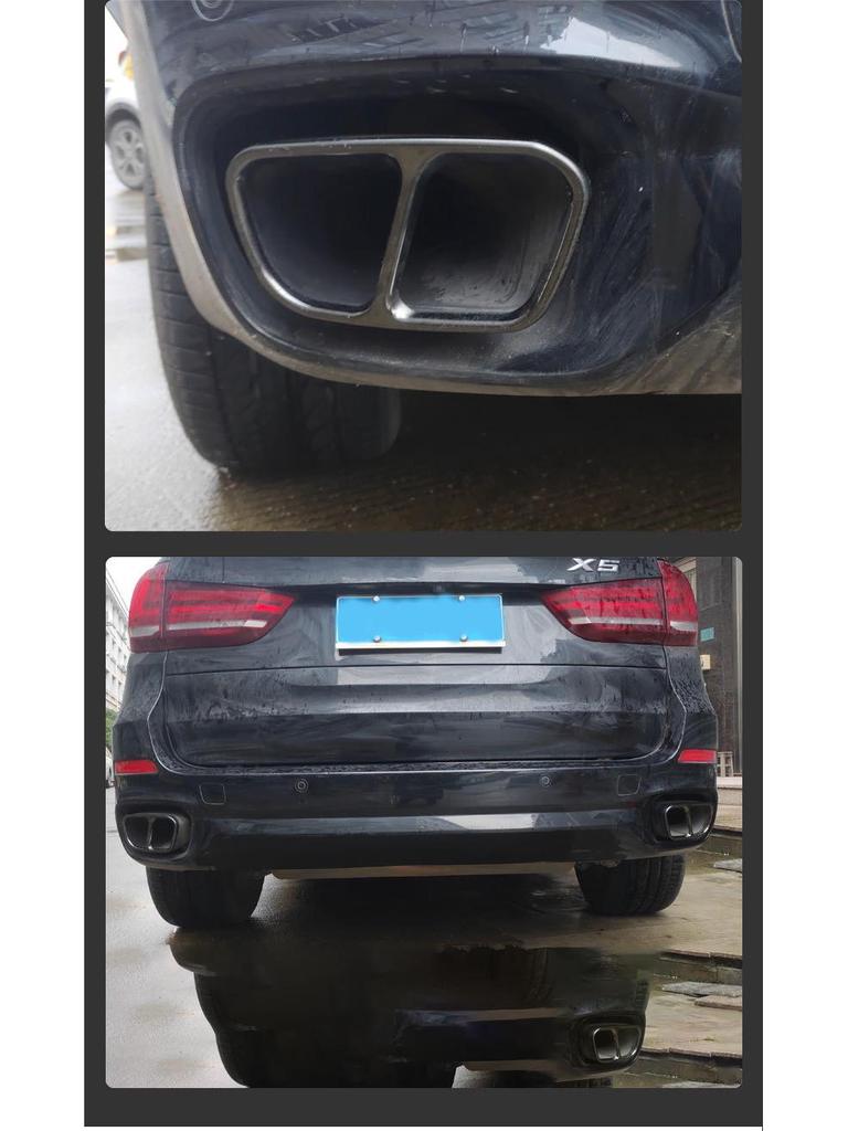 Stainless Steel Silver Exhaust Pipe Cover for 2014-2018 BMW X5 with Four-Outlets.