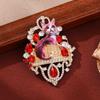 Vintage Enamel Cat Lapel Pin Light Luxury Imitation Rhinestone Brooch  Clothes Decoration