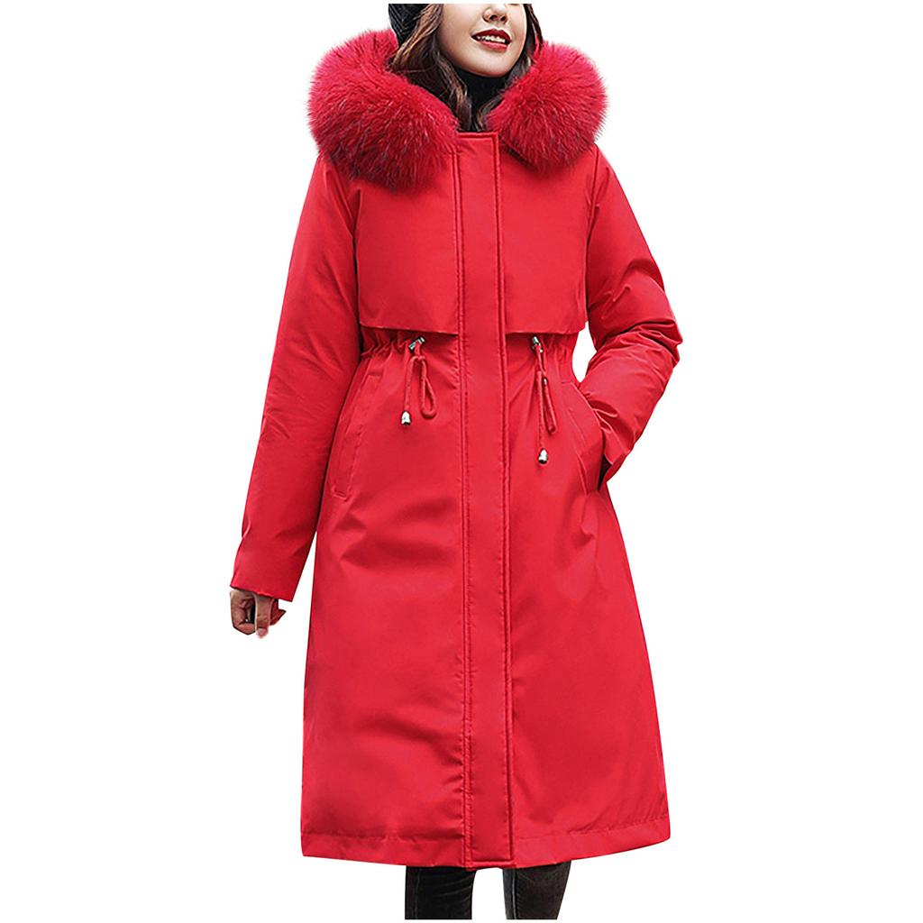 Women's Winter Long Thickening And Velvet Keeping Warm Casual Coat With Hat