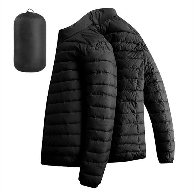 Men Hiking Down Cotton Jacket Hooded Lightweight Parkas Zip Pocket Fashion Outerwear Casual Padded Jacket and Coat Men Winter