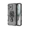 For iPhone 17 Phone Case WANLONFENG PC TPU Back Cover Kickstand with Tempered Glass