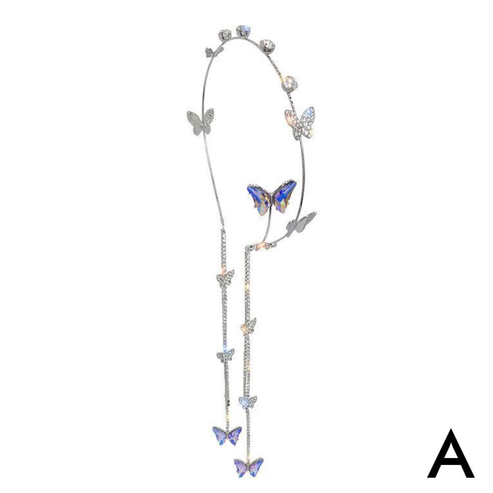 New Tassel Butterfly Hair Accessories Crystal Pearl Headband Headdress Butterfly Headband Woman Hair Hoop For Girl's Headband