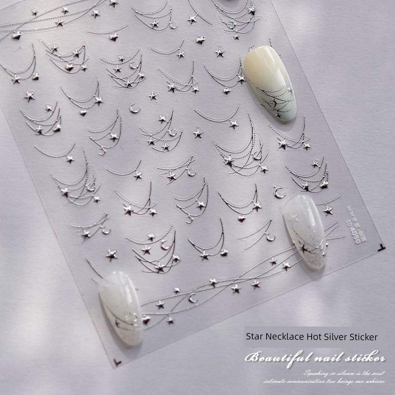 

Ракушечный Свет Кристалл Цветок Наклейка для Ногтей Четырехлепестковый Цветок Желейный Рельеф Мечта Ледяной Цветок Трехмерные 3D Наклейки для Ногтей [Silver-Star Necklace -4050]]