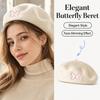 Fashion Warm Winter Wool Berets Hat Butterfly Retro French Artist Hat Solid Color Adjustable Plain Cap for Women