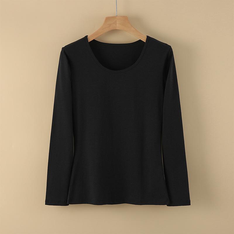 Women's Pure Cotton Long-Sleeve Thermal Sweater - Round Neck, Autumn/Winter Warm Top