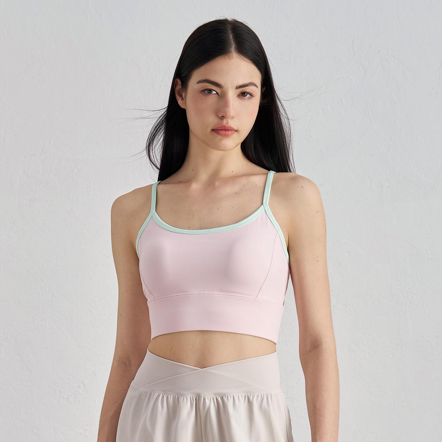 

Спортивный топ для йоги с цветными блоками на весну/лето 2025 - женский уличный фитнес-слинг S