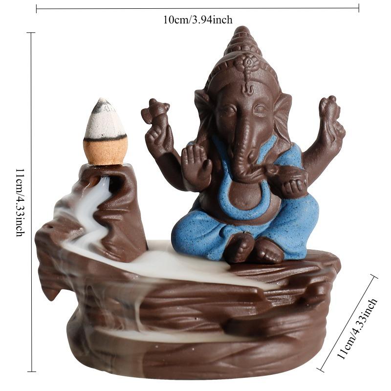 1 Stück, Ganesha Räuchergefäß Elefantengott Emblem Glücksbringende Heimdekoration Räucherstäbchenhalter Schreibtischornament (Ohne Weihrauch)
