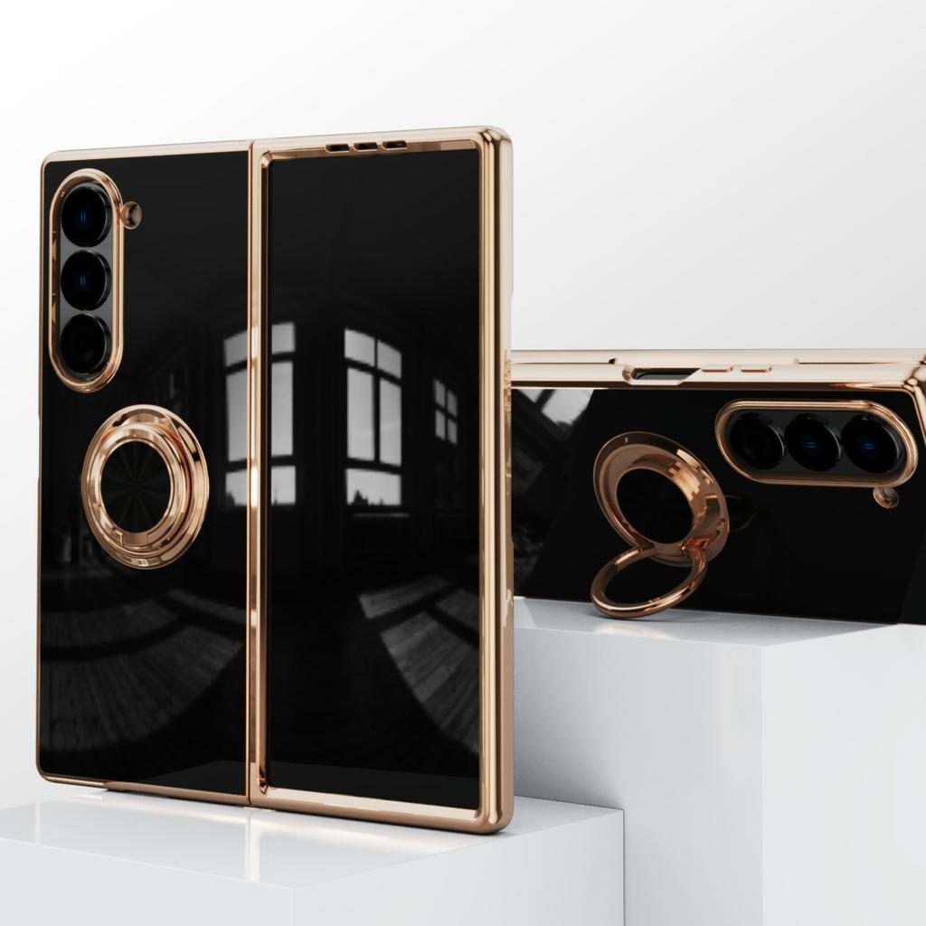 Etui dla Samsung Galaxy Z Fold6 5G Precyzyjne wycięcia 6D Elektroplaterowane TPU Pokrowiec na telefon z uchwytem na palec