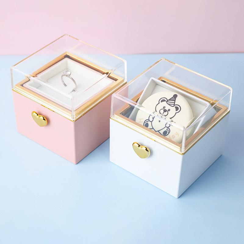 Little Bear Magic Rotating Necklace Gift Box with Flip Ring Surprise
