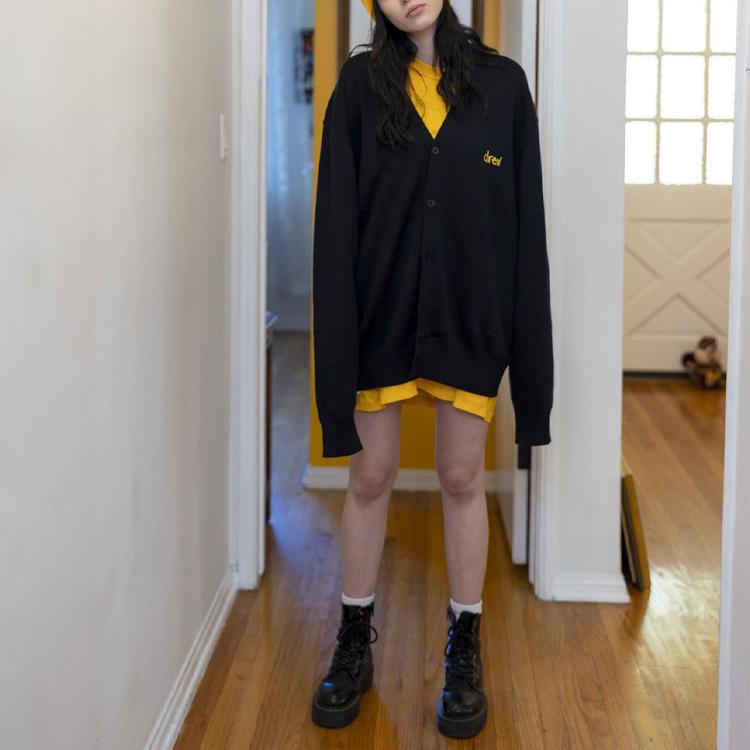 Drew House Letter Logo Series V-Neck Single-Breasted Loose Knit Sweater Unisex Sweater Black DR-FW21-088