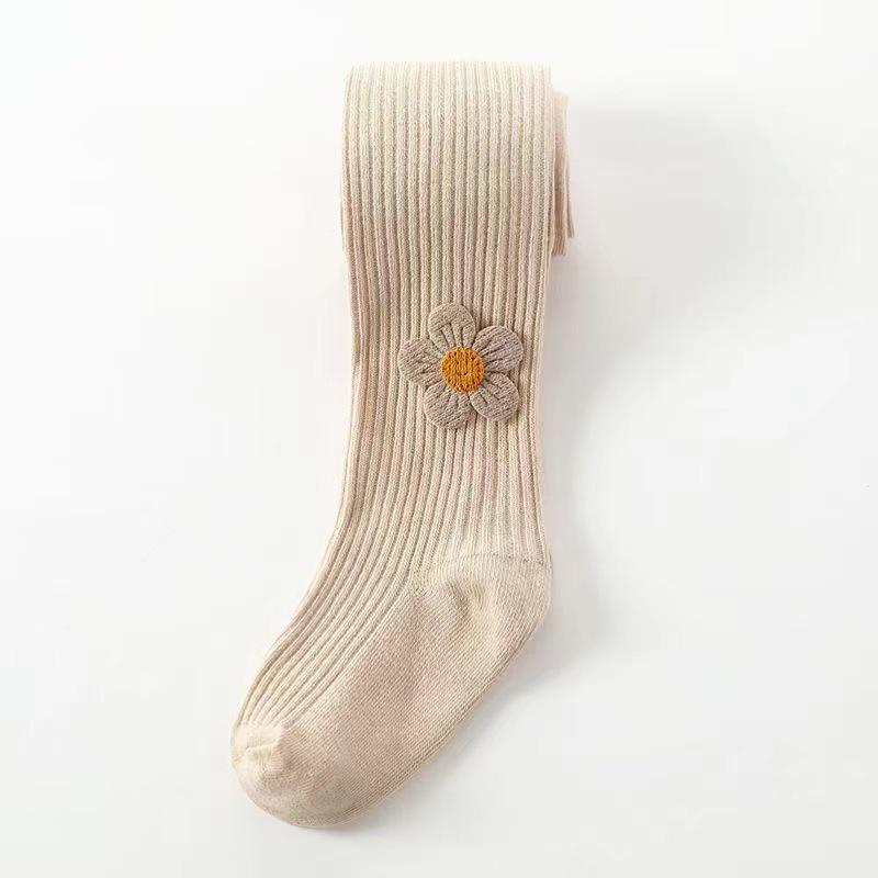 "Children's Embroidered One-Piece Pantyhose for Girls (0-4 Years) with Baby Foot Socks"