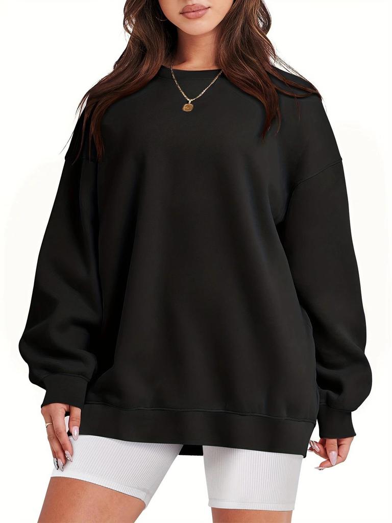 2024 Autumn/Winter Women's Plus Velvet Casual Loose Round Neck Hoodie, European & American Style