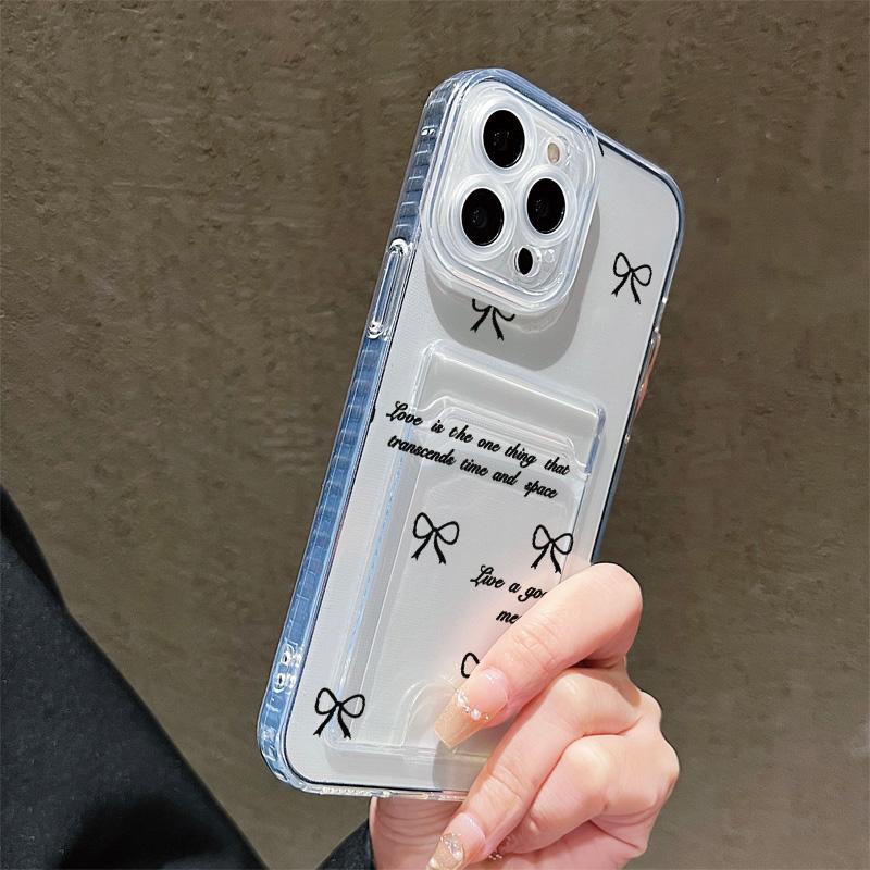Card Slot Holder Silicone Wallet Pocket Case For iPhone 14 16 17 Xiaomi Redmi Note 13 Vivo V27E V27 Samsung S23 S24 S25 Ultra Cover Clear Phone Bumper