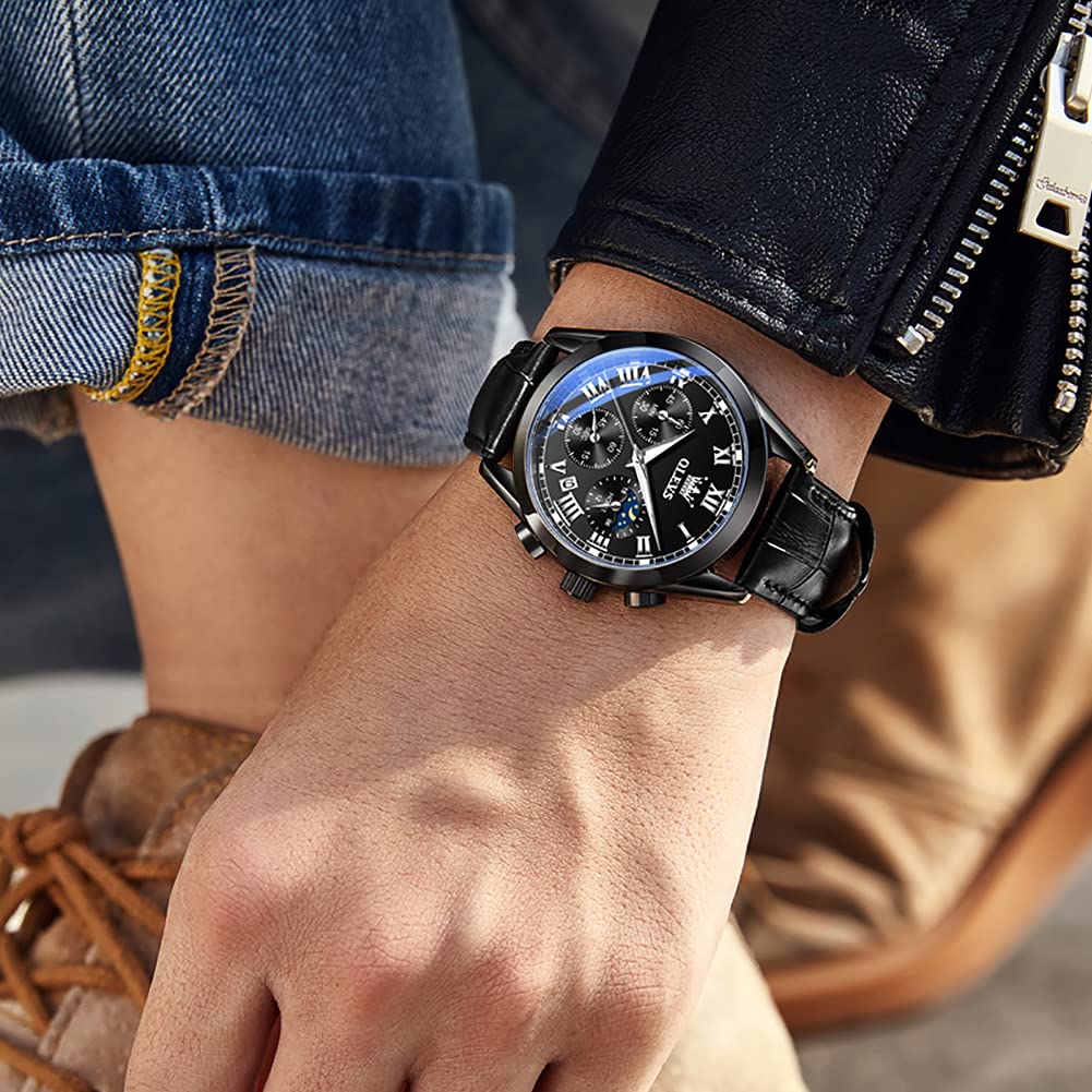 OLEVS Men's Business Wristwatch, Waterproof, Stylish, Stainless Steel Band, Quartz Movement, Analog, Casual, Father's Day Gift
