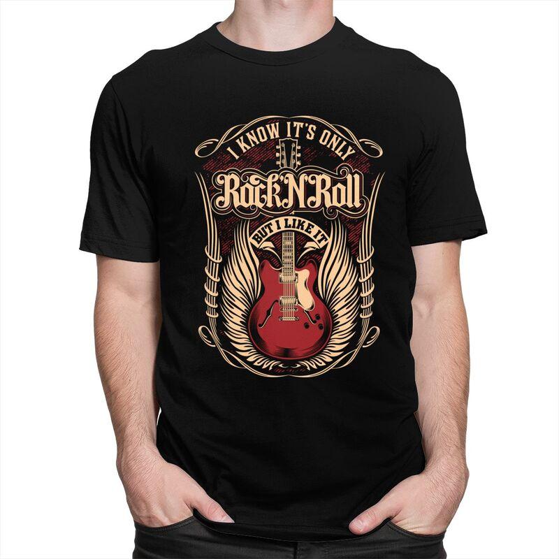 Custom Its Only Rock And Roll T Shirts Men 100 Cotton Tees Heavy Metal Guitar Music Tshirts Short Sleeve Casual Tshirt