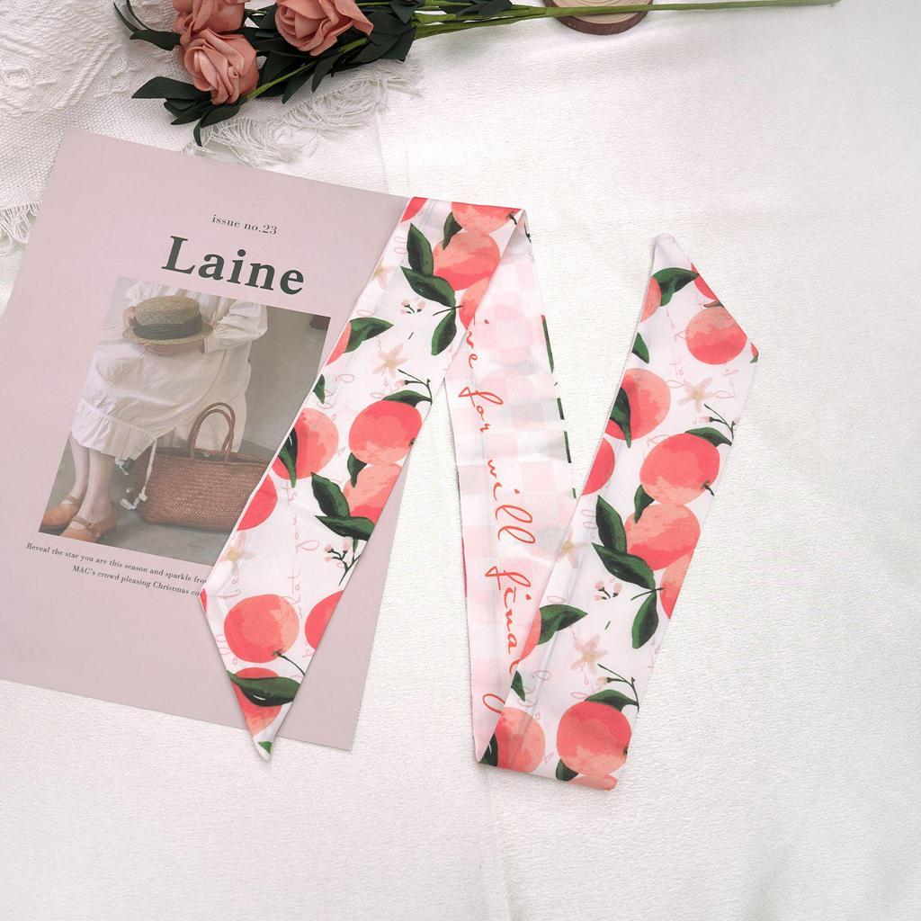 Spring/Summer Fruit Silk Scarf: Cute Headband, Ribbon Tie, Skinny Bag Tie, Souvenir Box Gift.