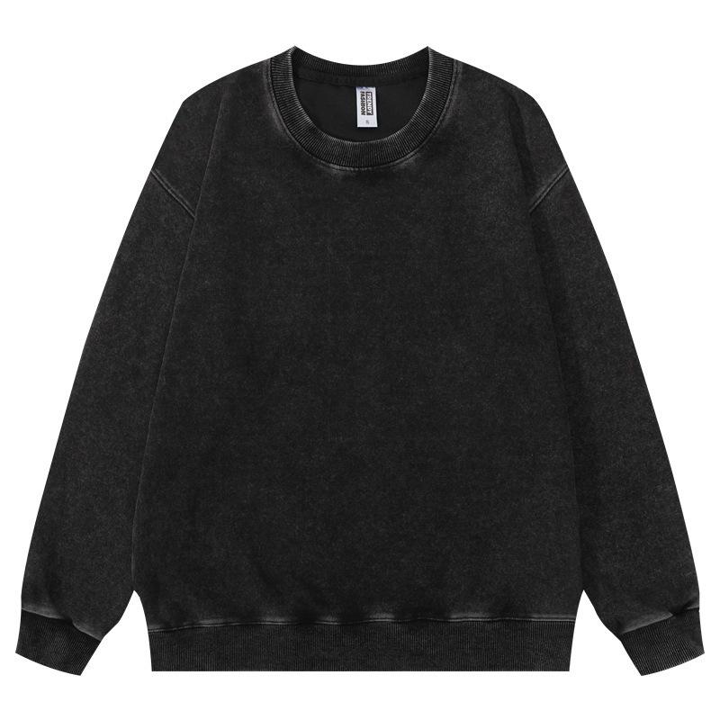 

Мужской свитшот облегающего кроя с круглым вырезом - Корейский стиль, Повседневный универсальный топ для весны и осени XL чёрный