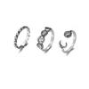 3-piece set of Personality Plain Circle Elegance Open Mouth Rings  Women Trend Party Aesthetic Jewelry Gift