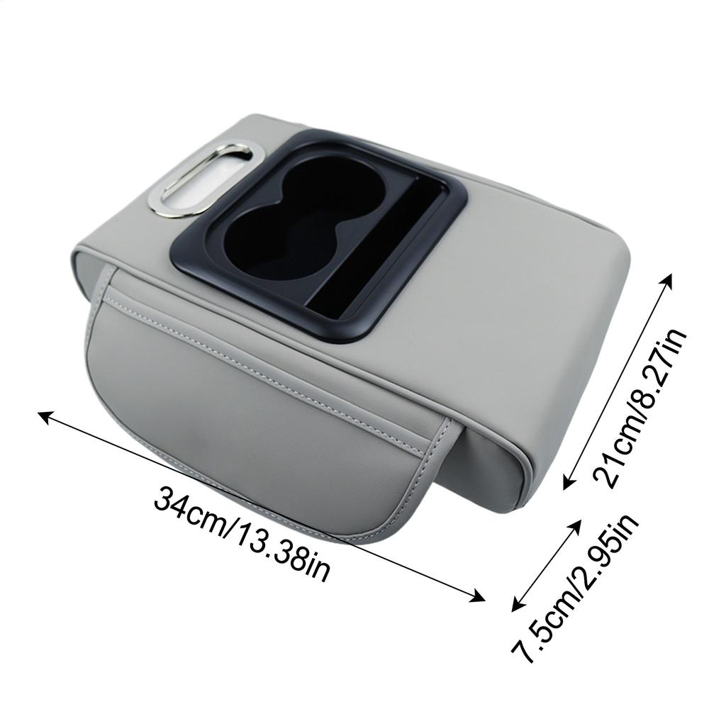 

Car Armrest Cushion Large Capacity Armrest Pillow Stylish Console Storage Cup Holder Tissue Box For Most Vehicles сірий колір