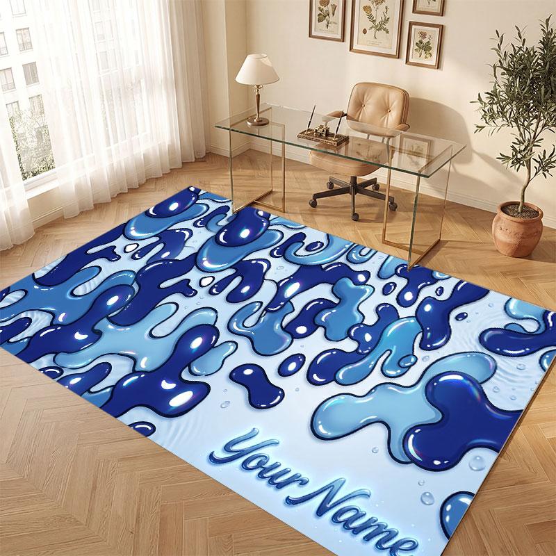Neon Colorful Theme Crystal Velvet Floor Rug Personalized Custom Name Text Warm Carpet Home Decoration