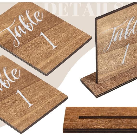 Chunful 20 Pcs Wedding Wooden Table Numbers with Wooden Base Rustic Wedding Centerpieces for Tables Number Sign for Banquet Restaurant Party