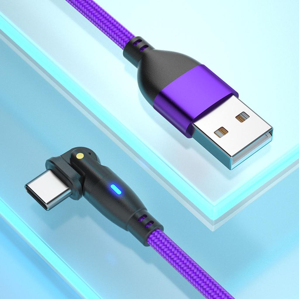 Portable USB to Type C Fast Charging Wire with 180° Connectors for Easy Gaming and Video Watching