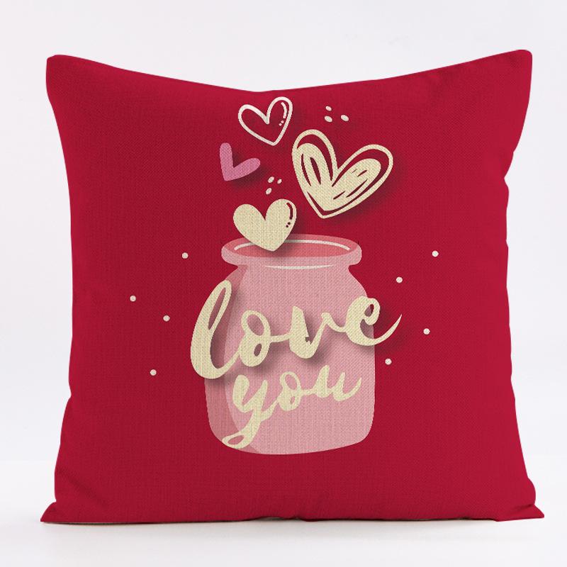 Love Heart Valentine'S Day Design Throw Pillow Cover With Short Plush Print For Living Room Sofa Decoration Cushion Cover