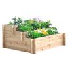 3-Tier Fir Wood Planter, Raised Garden Vegetable Box for Outdoors, 120x100x54cm
